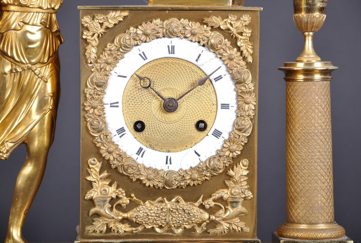 Empire Period Clock - Restoration In Gilded Bronze-photo-4