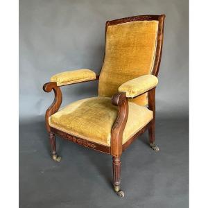 Fauteuil "Voltaire" d'époque Charles X en palissandre attribué à JEANSELME