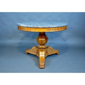 Charles X Period Pedestal Table In Speckled Maple