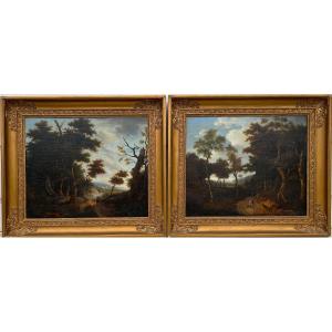 Pair Of Animated Landscapes Signed Symphorien Lajoye (1772-?)