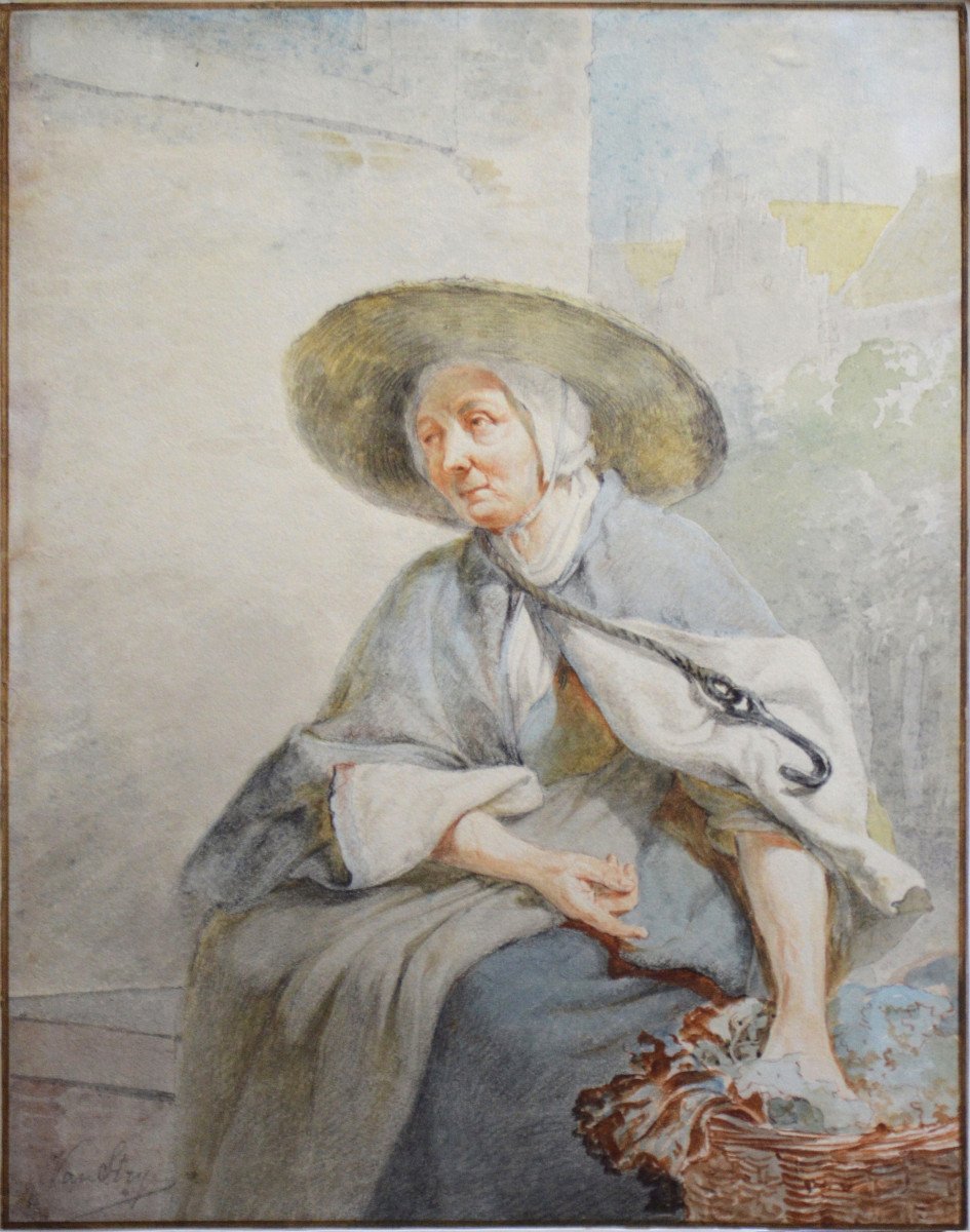 Abraham Van Stry 1753-1826. Dutch School. "peasant At The Market."