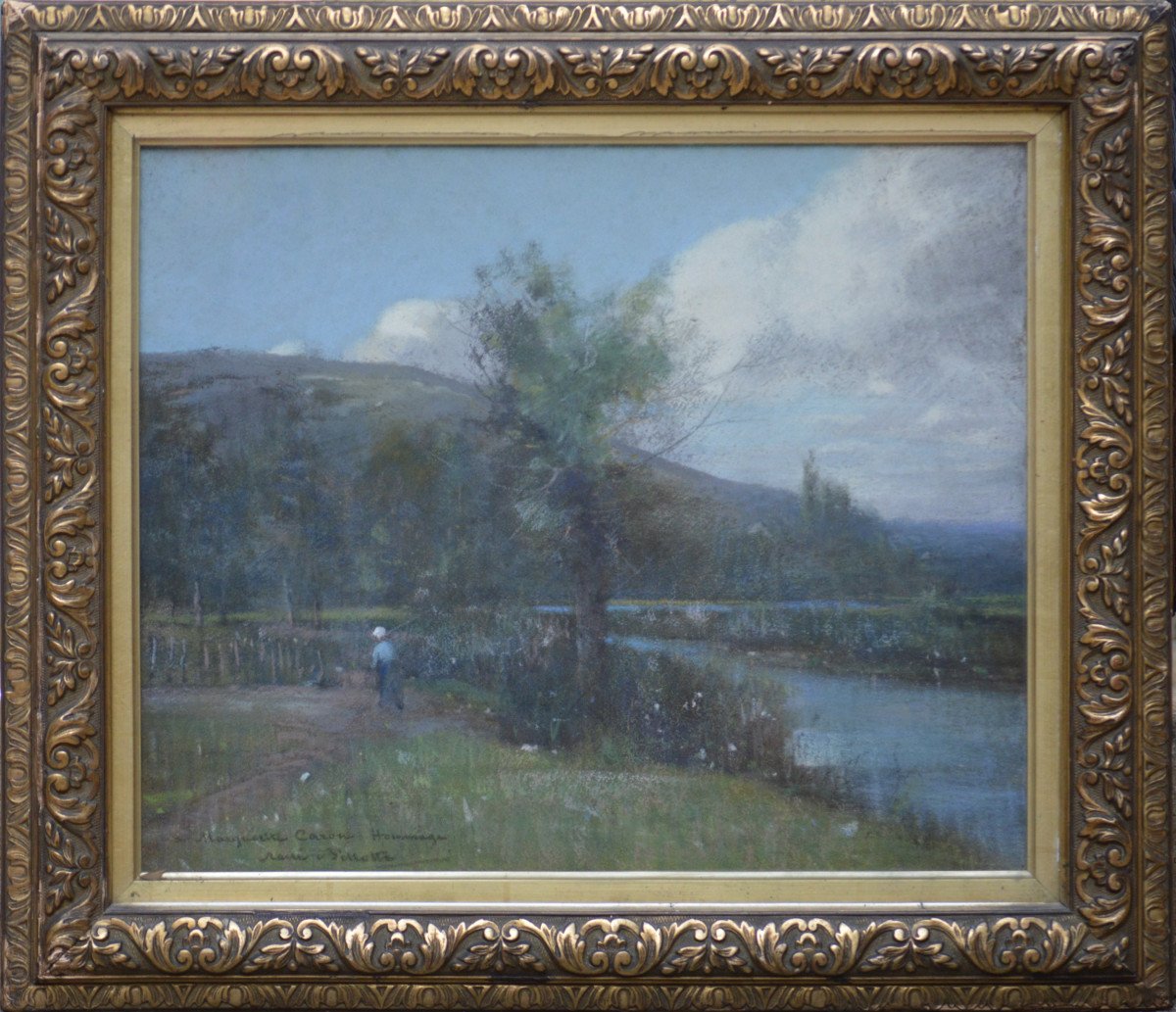 René Billotte 1846-1915. "Paysage bord de rivière."