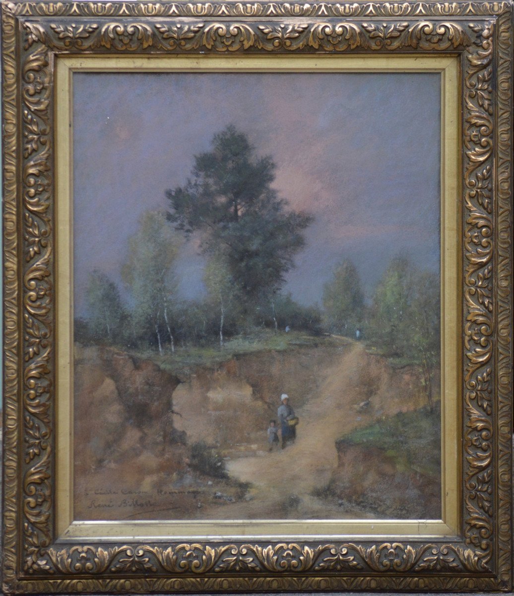 Rene Billotte 1846-1915. "woman And Child In A Landscape."