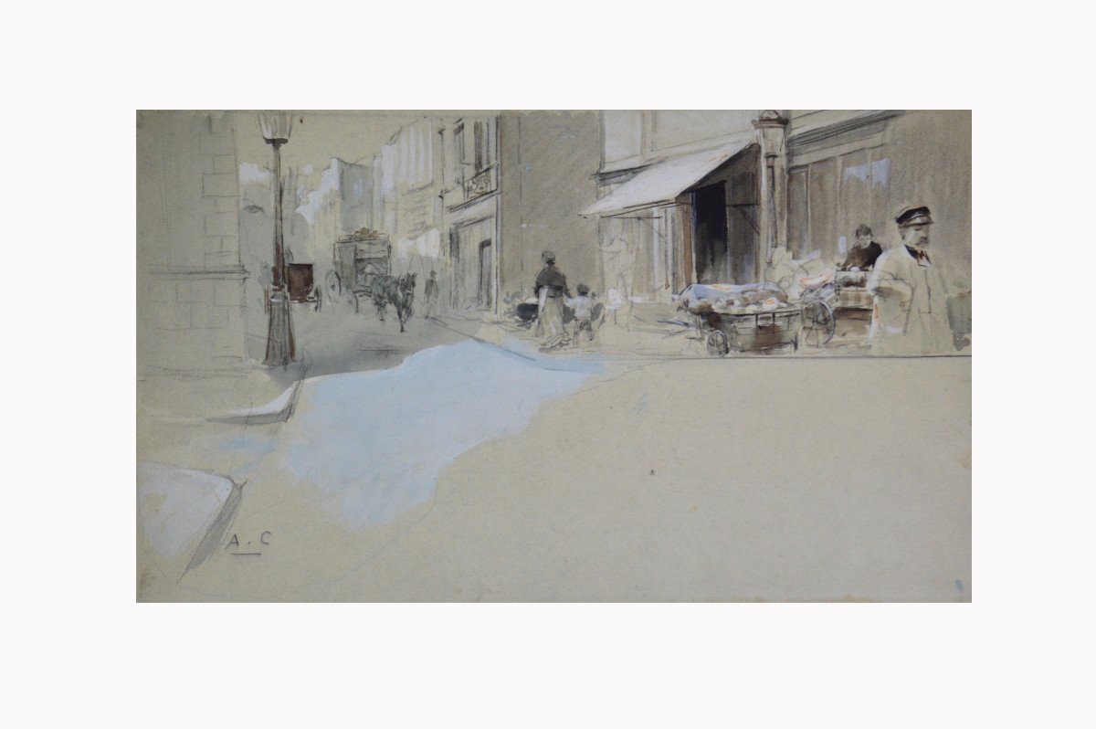 Antoine Calbet 1869-1944. "animated Street."-photo-4