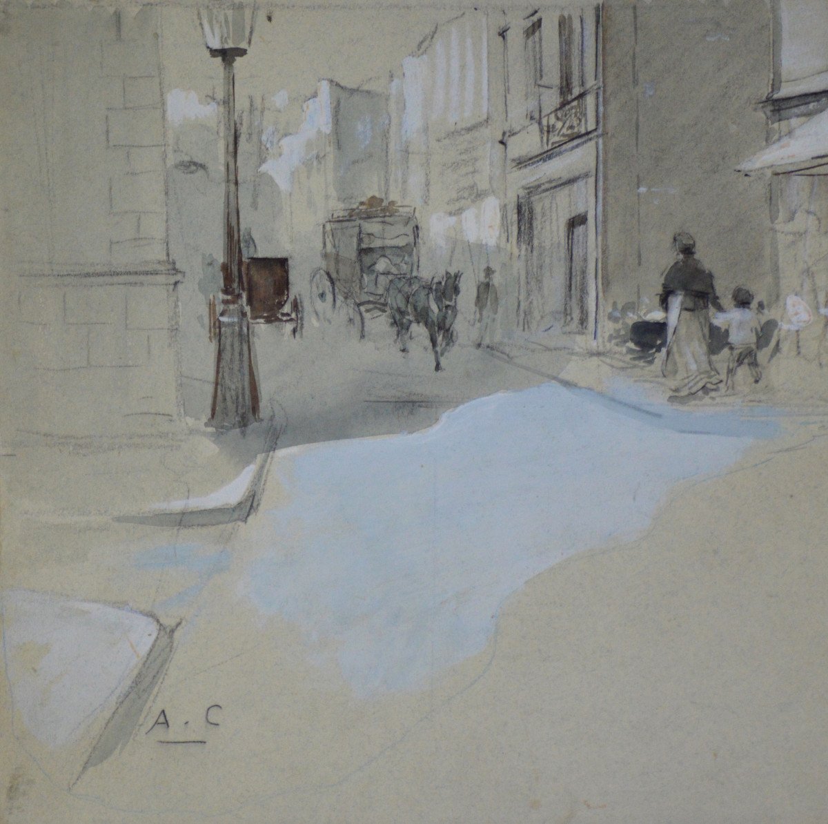 Antoine Calbet 1869-1944. "animated Street."-photo-1