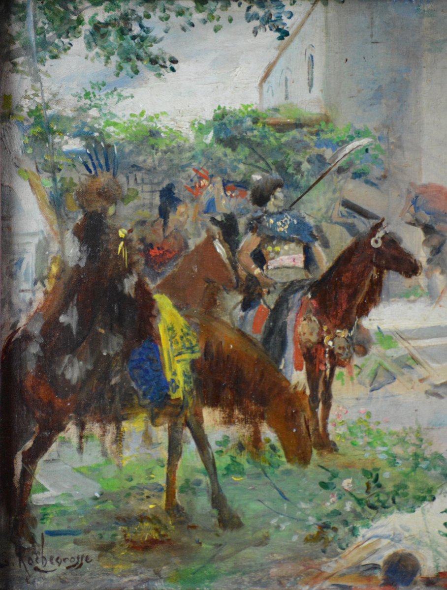 Georges Rochegrosse 1859-1938.  "Pillage d'une Villa Gallo-Romaine par les Huns."-photo-4