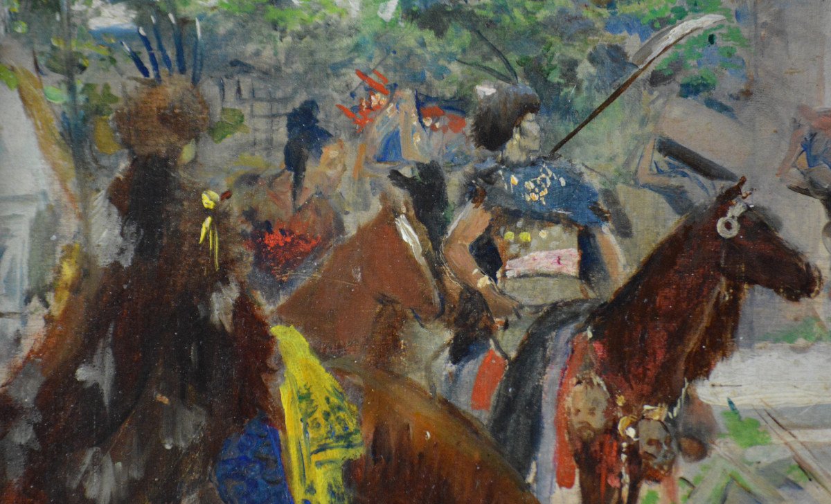 Georges Rochegrosse 1859-1938.  "Pillage d'une Villa Gallo-Romaine par les Huns."-photo-3