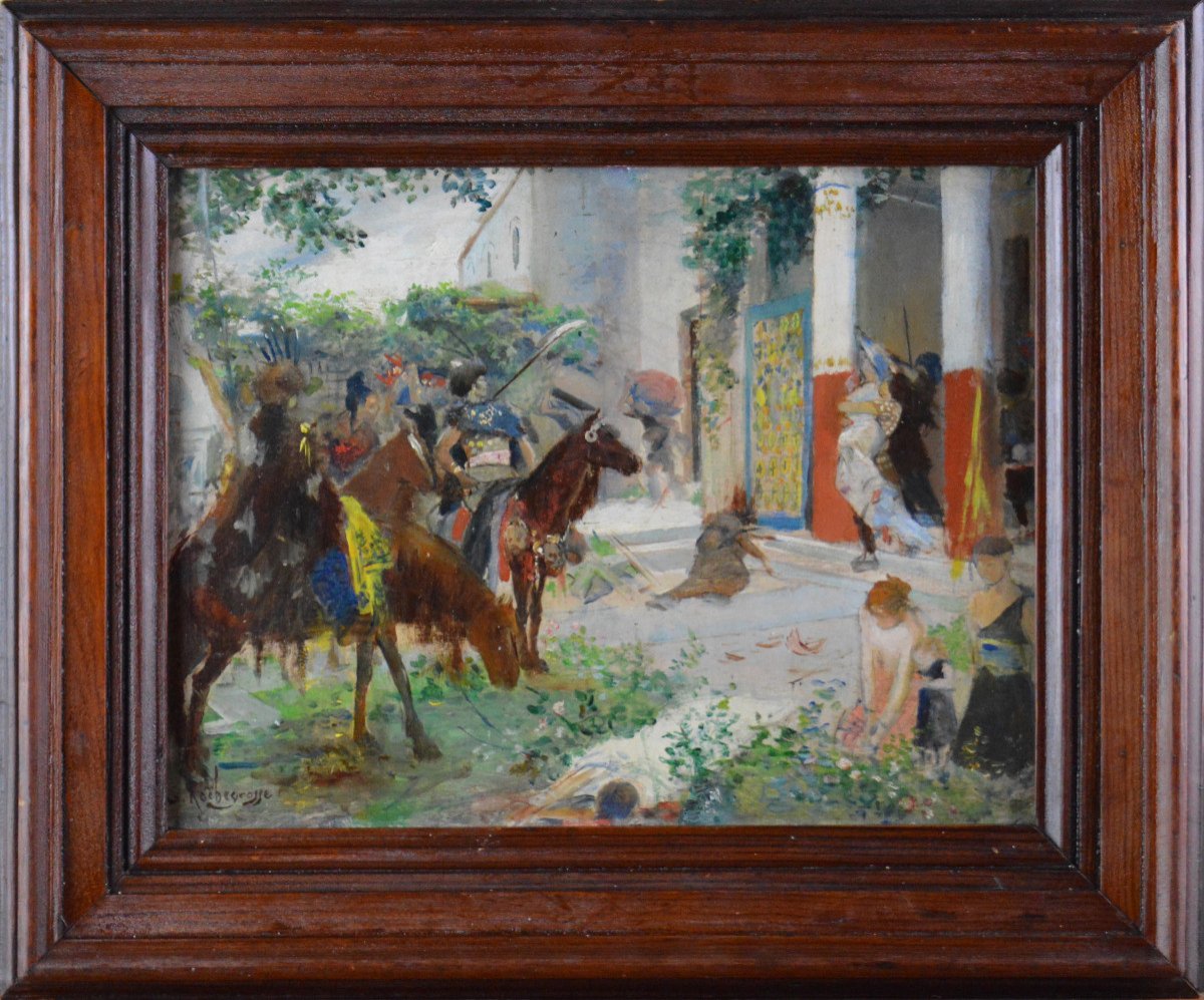 Georges Rochegrosse 1859-1938.  "Pillage d'une Villa Gallo-Romaine par les Huns."