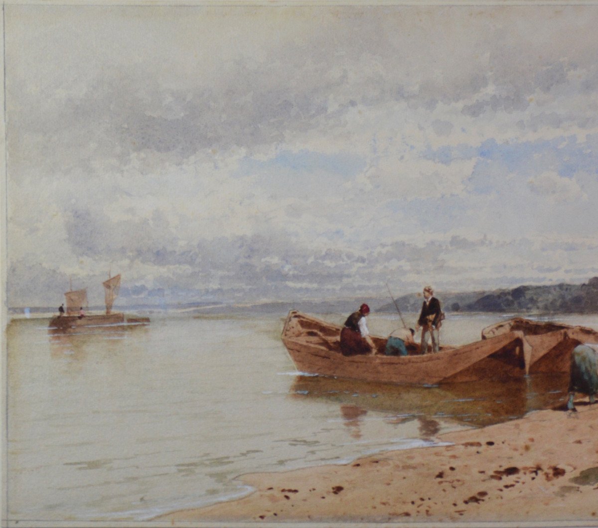 Eugene Ciceri 1813-1890. "return From Fishing."-photo-3