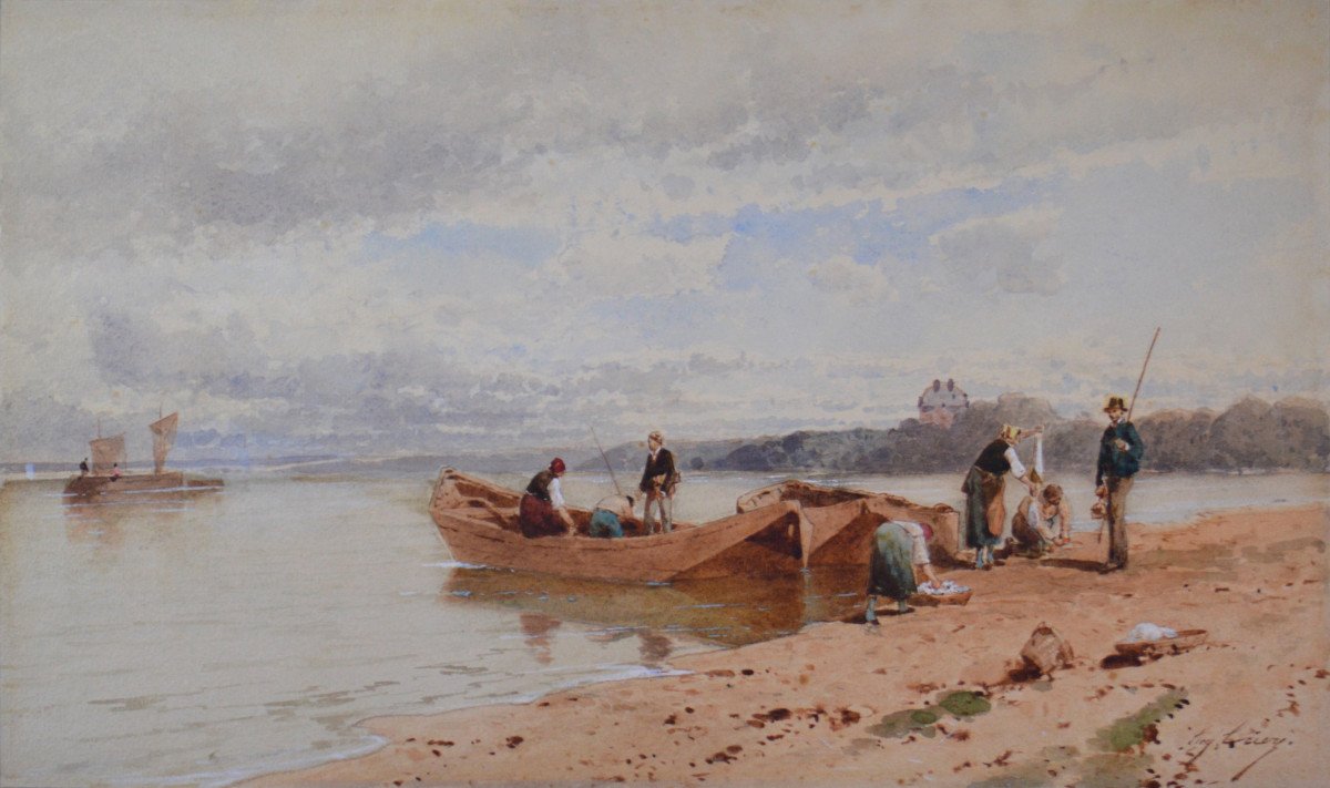 Eugene Ciceri 1813-1890. "return From Fishing."