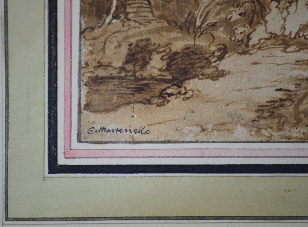 Gaetano Martoriello 1670-1720. Actif à Naples.  "Paysage."-photo-1