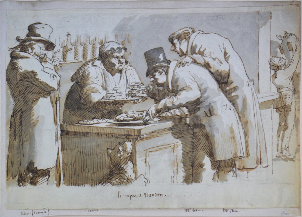 Bernard Gaillot 1780-1847. "Le repos à Nanterre."-photo-2