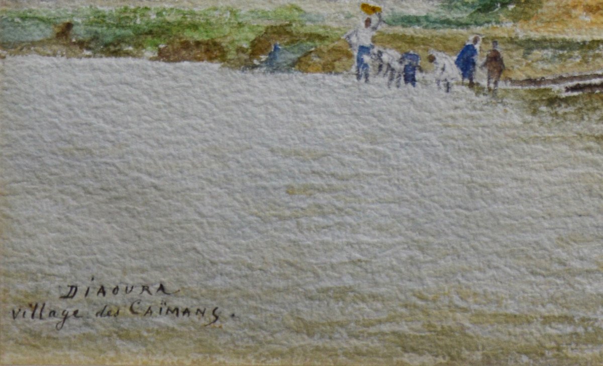 Gaston Roullet 1847-1925. "diaoura Senegal, Cayman Village."-photo-3