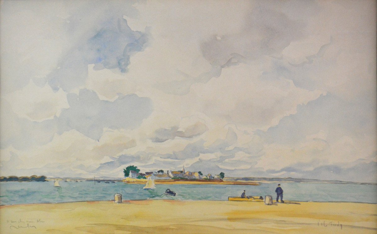 Raymond Renefer 1879-1957.  "L'Île Tudy" dans le Finistère.-photo-2