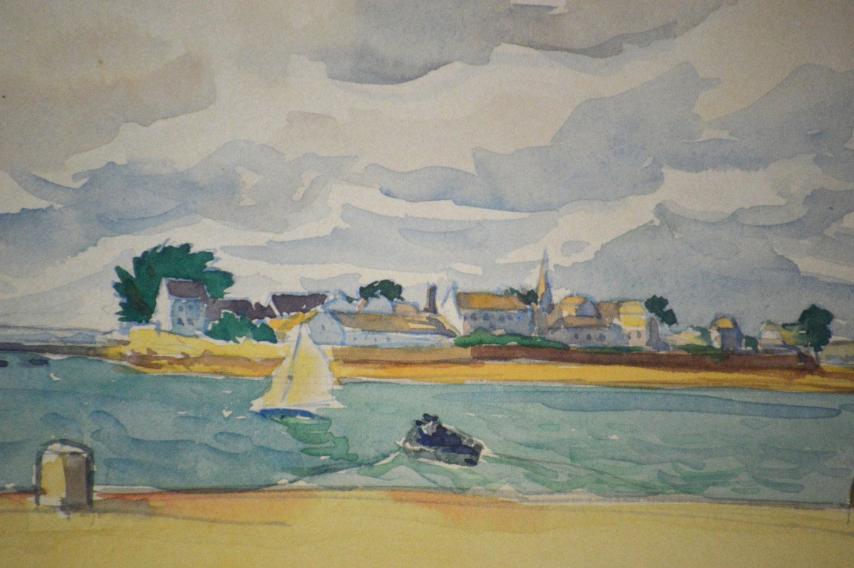 Raymond Renefer 1879-1957.  "L'Île Tudy" dans le Finistère.-photo-4