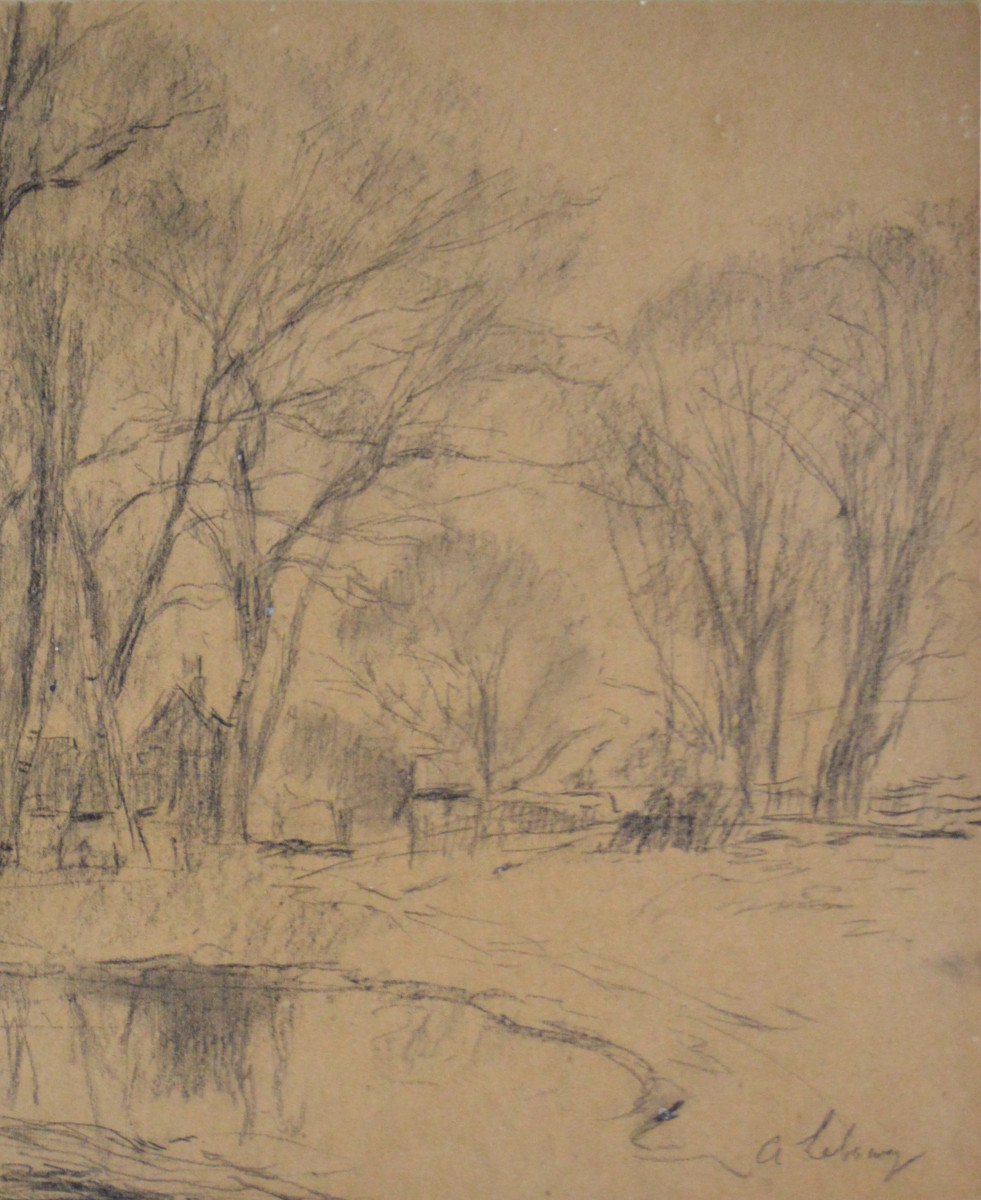 Albert Lebourg 1849-1928. “house Courtyard In The Caux Region.”-photo-4