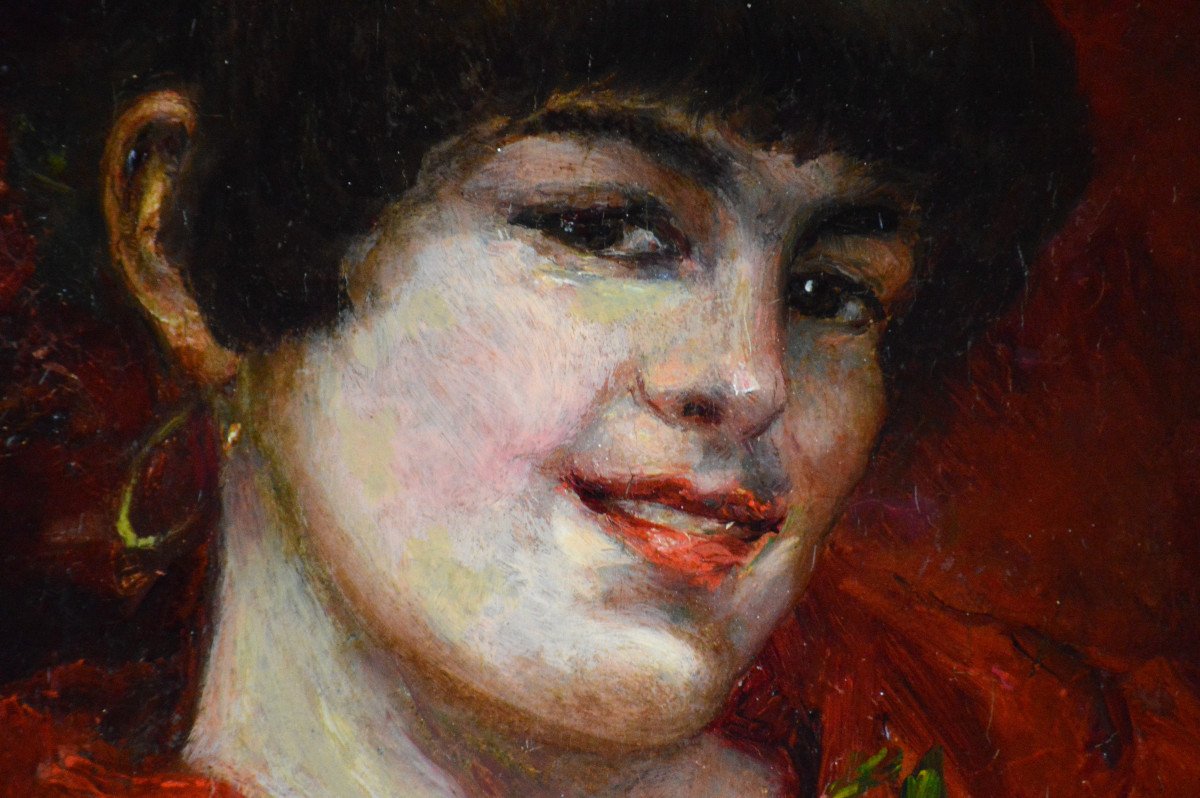 Madrazo. École Espagnole vers 1900. "Portrait de femme."-photo-1