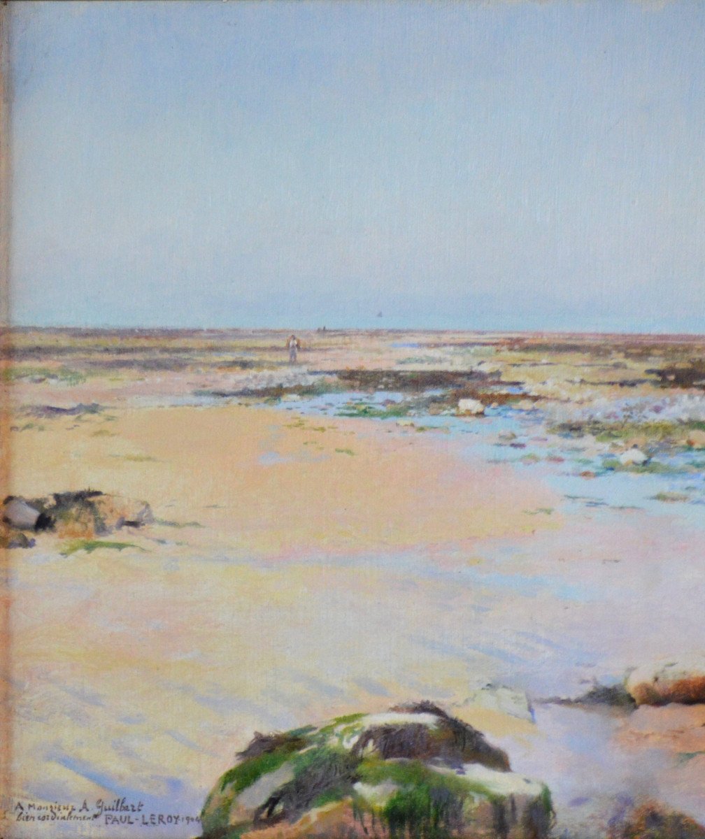 Paul Leroy 1860-1942.   "Marée-basse en Normandie."-photo-1