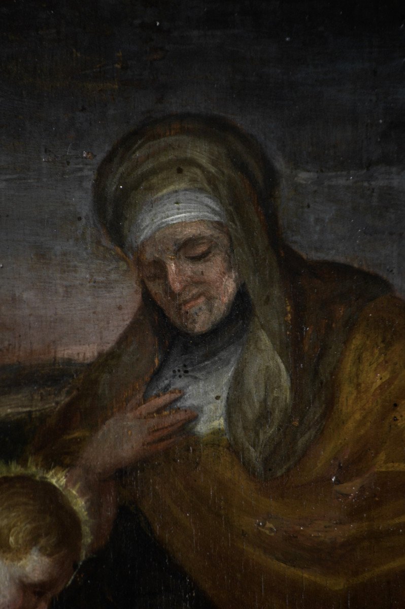 Northern School Circa 1700. "holy Family With Saint Elisabeth And Saint John The Baptist."-photo-4