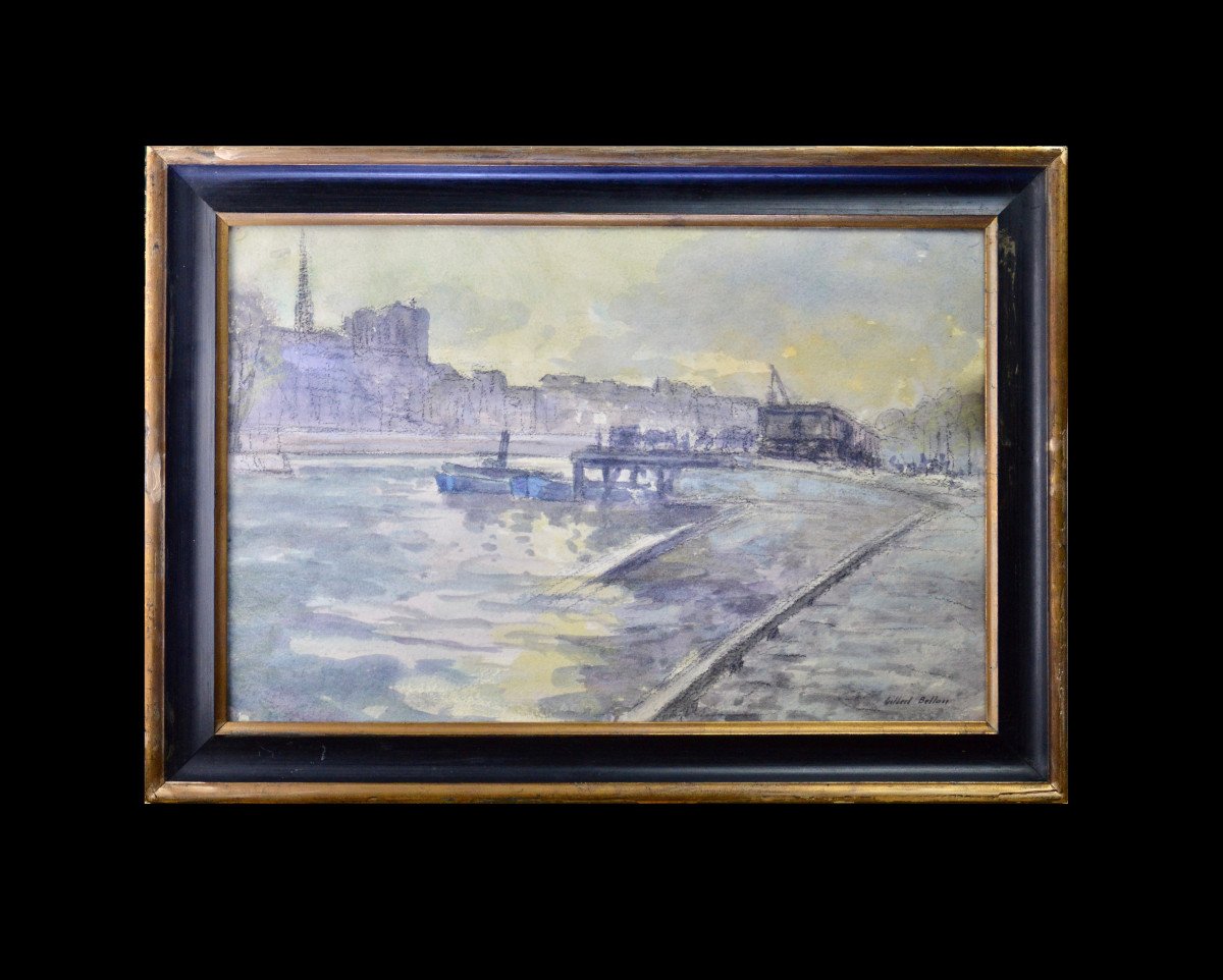 Gilbert Bellan 1865-1935. “quai De Seine In Paris.”-photo-2