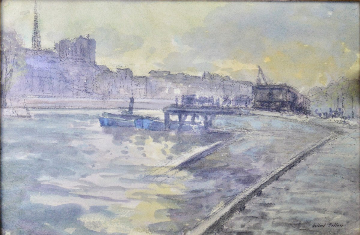 Gilbert Bellan 1865-1935. “quai De Seine In Paris.”-photo-3
