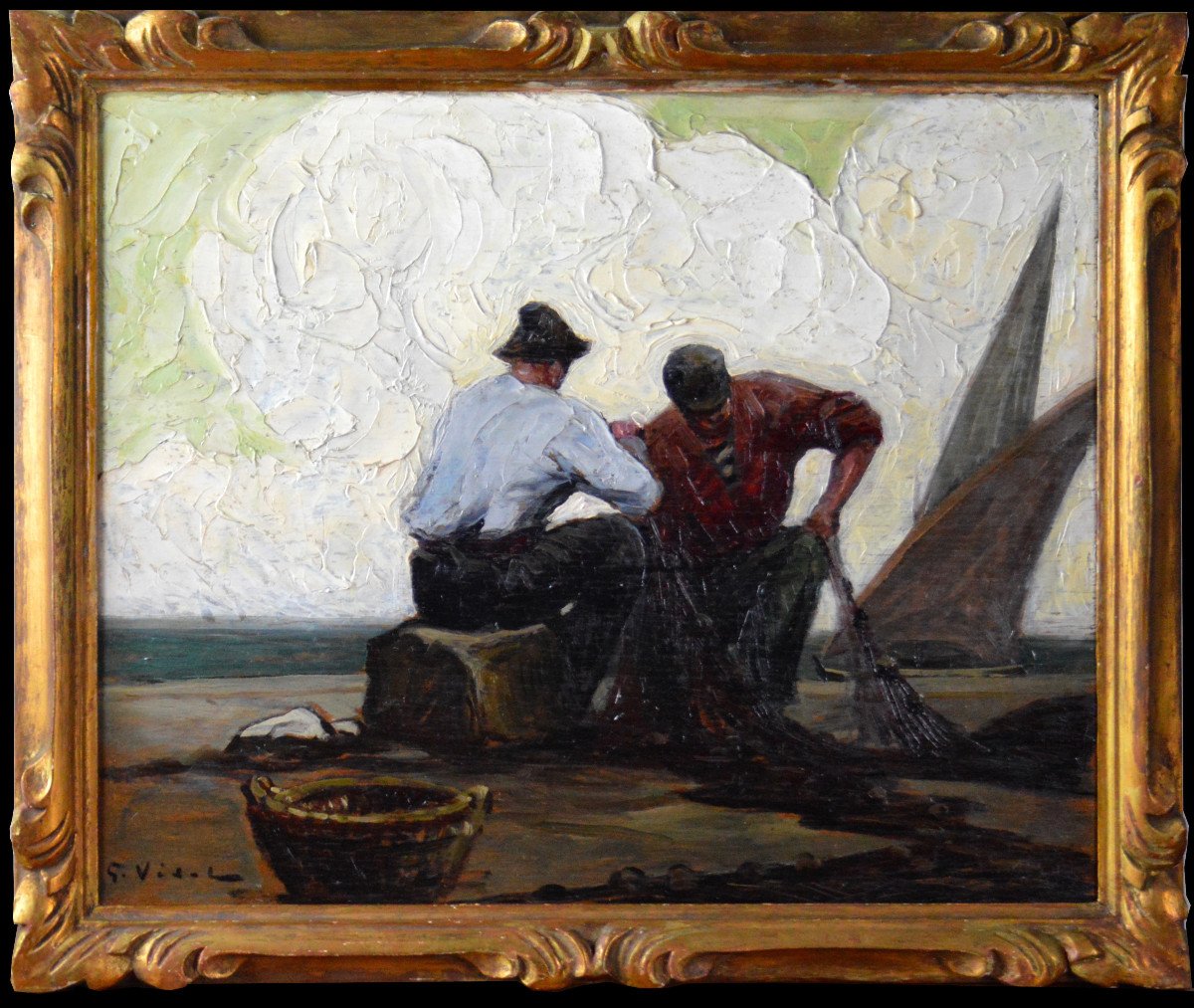 Gustave Vidal 1895-1966. “net Fisherman In St Tropez.”