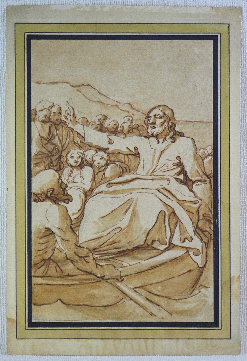 École Italienne XVIIIe siècle. "Jésus au lac de Tiberiade."-photo-3