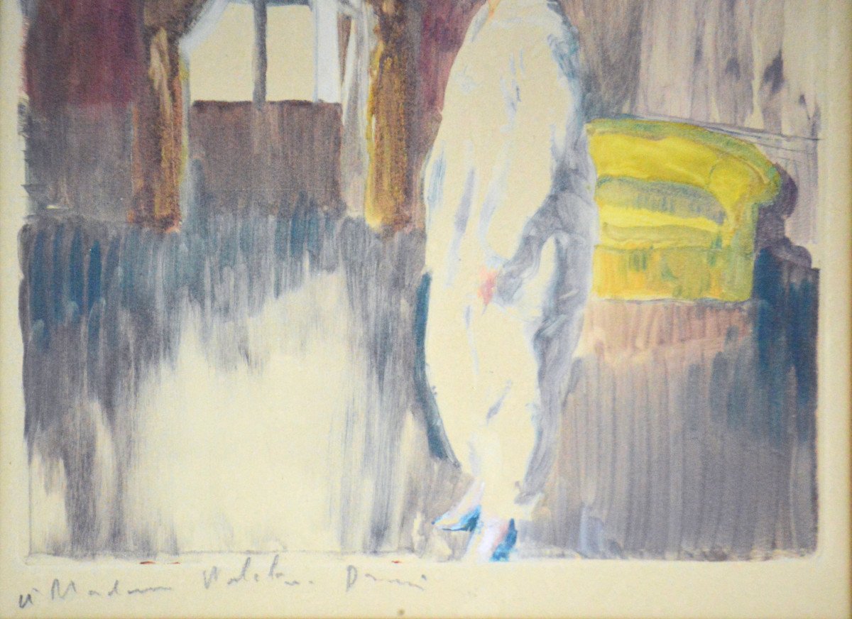 Drian (Adrien Désiré Étienne) 1885-1961.  "Élégante dans son intérieur vers 1920 /1930."-photo-3