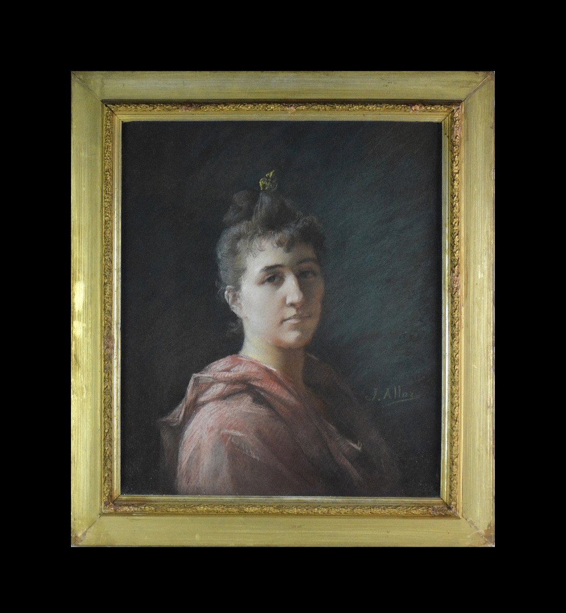 École française XIXème siècle. "Portrait de femme."-photo-2