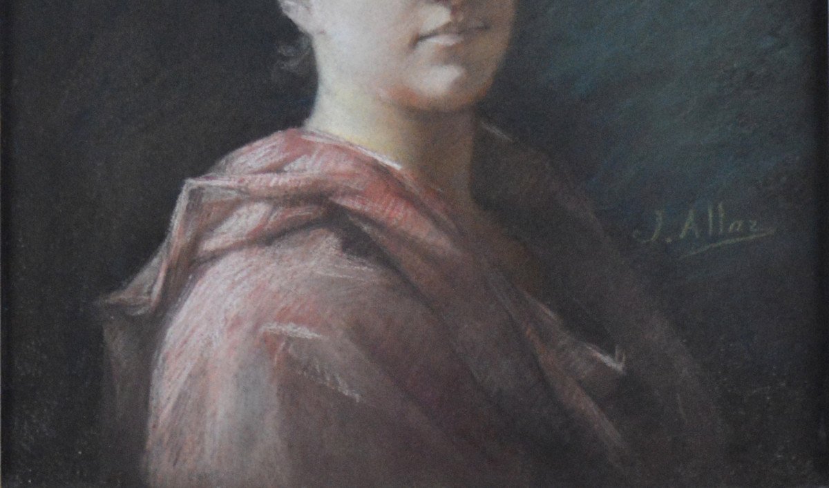 École française XIXème siècle. "Portrait de femme."-photo-3