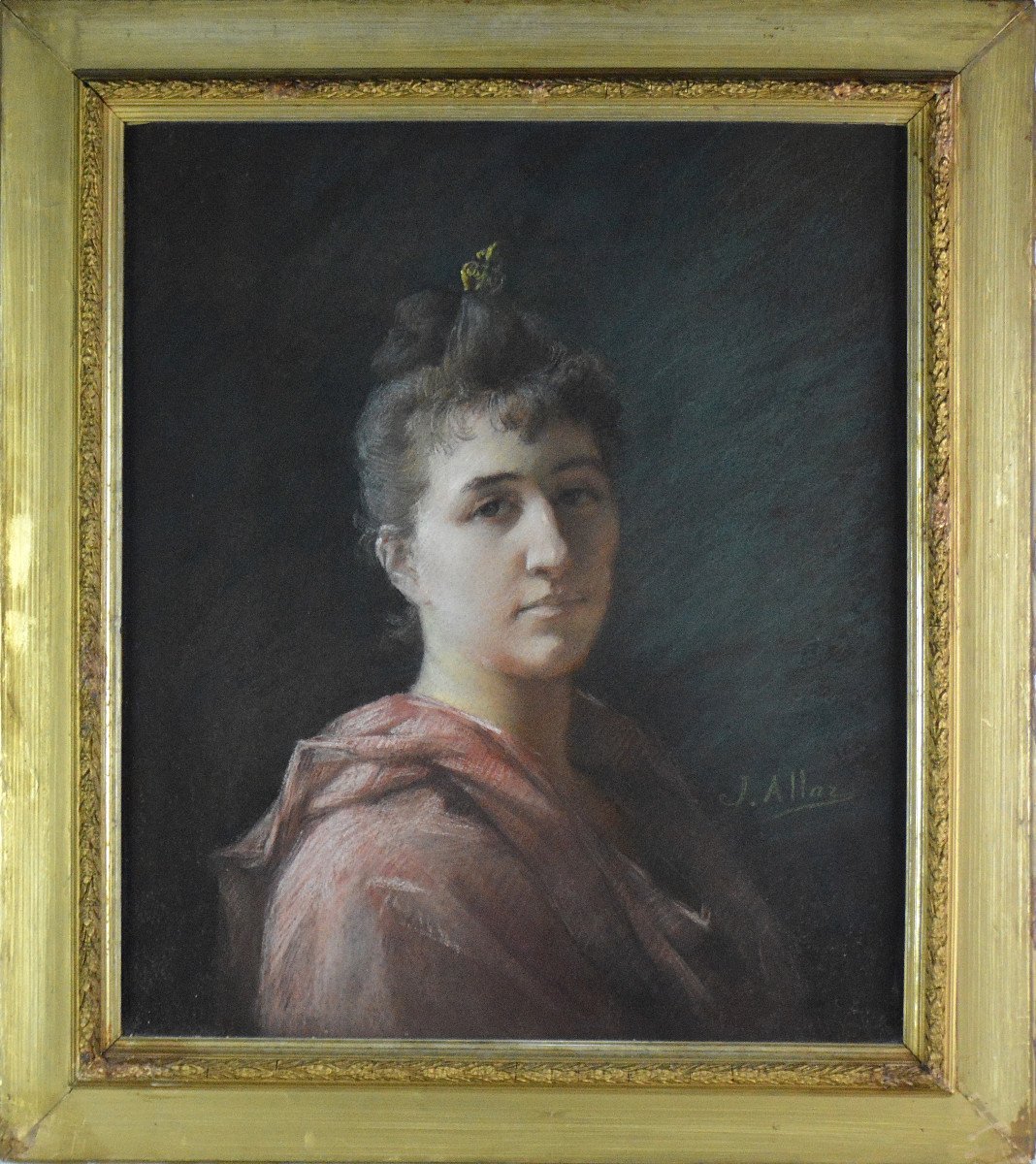 École française XIXème siècle. "Portrait de femme."