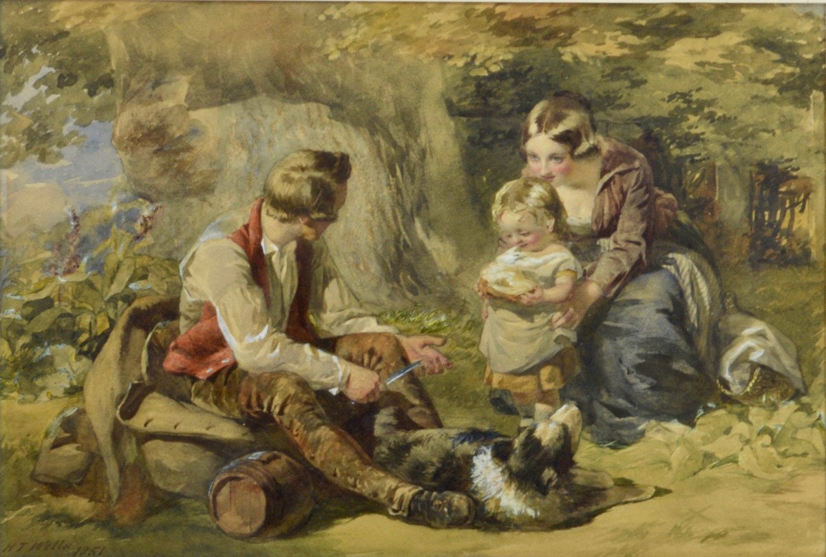 Henry Tanworth Wells 1828-1903. “family Picnic.”-photo-3
