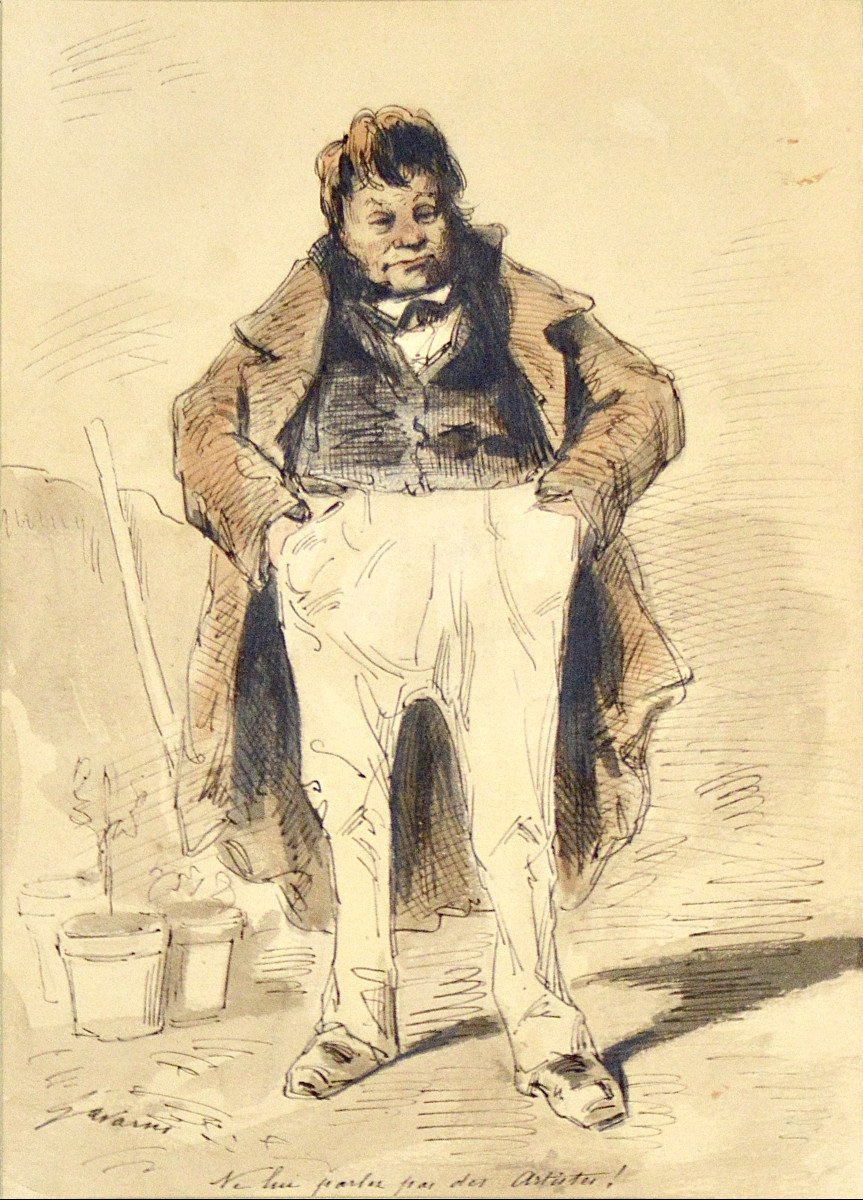 Suplice-guillaume Chevalier Dit Gavarni 1804-1866. “a Standing Bourgeois.”-photo-2