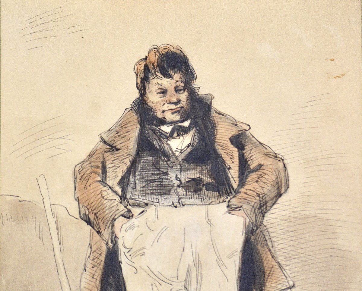 Suplice-guillaume Chevalier Dit Gavarni 1804-1866. “a Standing Bourgeois.”-photo-2