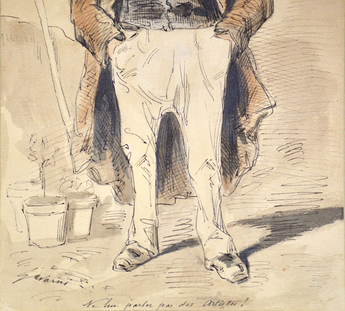 Suplice-guillaume Chevalier Dit Gavarni 1804-1866. “a Standing Bourgeois.”-photo-3