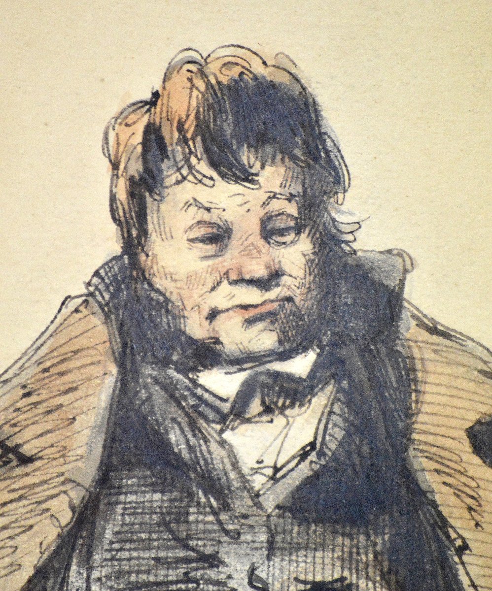 Suplice-guillaume Chevalier Dit Gavarni 1804-1866. “a Standing Bourgeois.”-photo-4