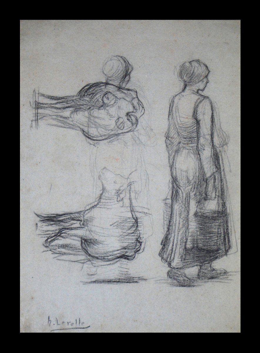 Henri Lerolle 1848-1929. “farmers And Cow Studies.”-photo-2