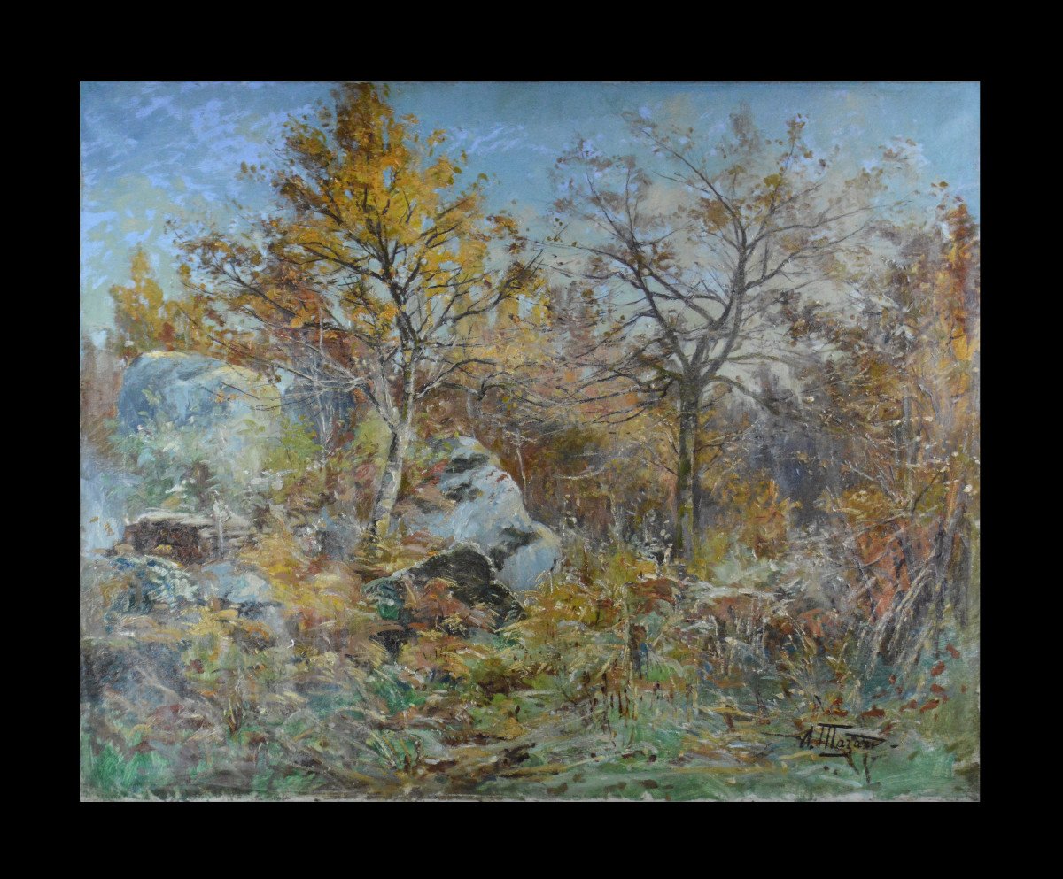 Alphonse Henri Mazard 1865-1939. “forest Of Fontainebleau.”-photo-2