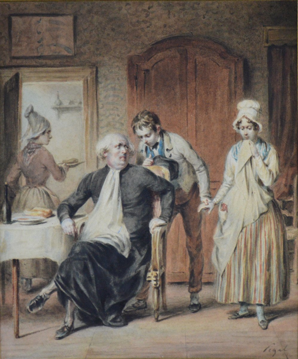 Edme-Jean Pigal 1798-1872. "Chez monsieur le Curé."-photo-3