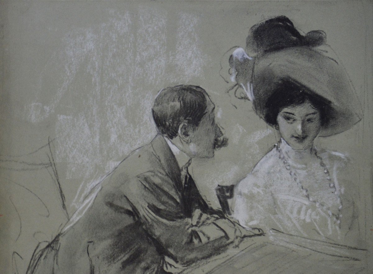 Andoine Calbet 1860-1944. "the Conversation."-photo-1