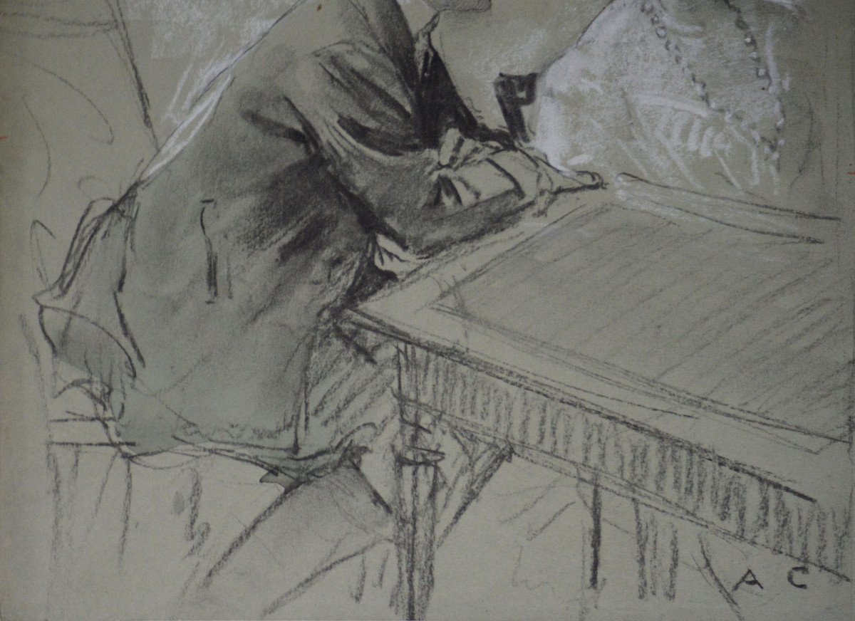 Andoine Calbet 1860-1944. "the Conversation."-photo-2