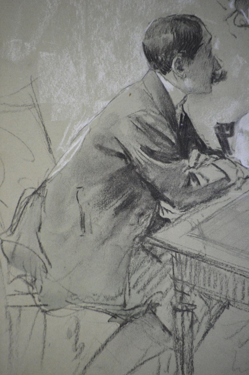 Andoine Calbet 1860-1944. "the Conversation."-photo-3