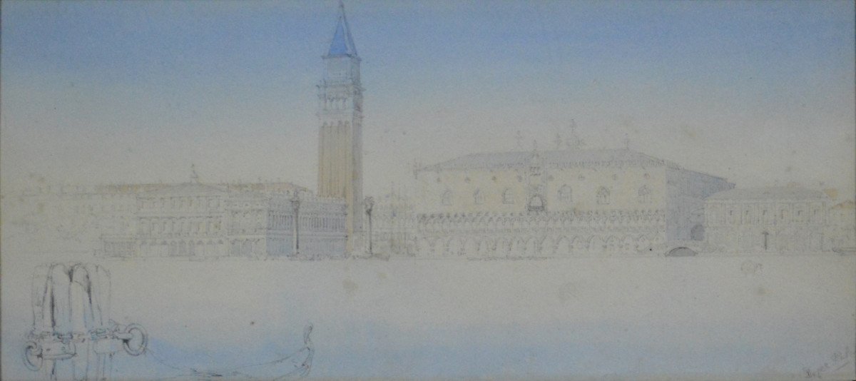 Edward Hereford 19/20th Century. English School. “the Doge’s Palace In Venice.”-photo-3