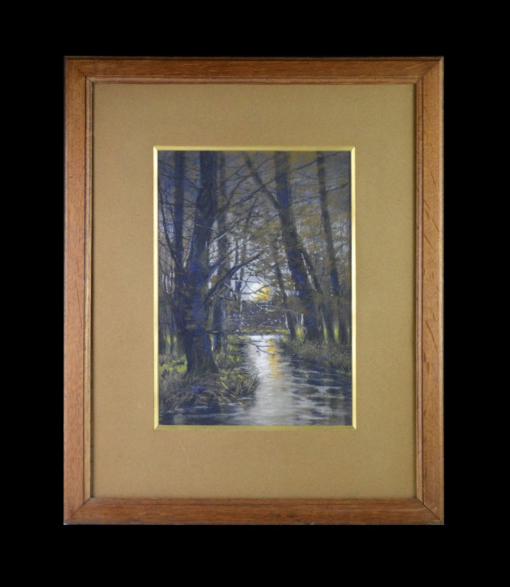 Ivan Kowalsky 1839-1937. École Russe. "Paysage au clair de Lune."-photo-2