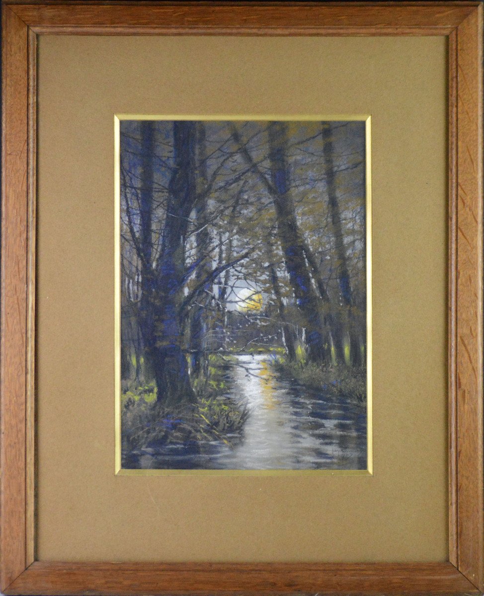 Ivan Kowalsky 1839-1937. École Russe. "Paysage au clair de Lune."