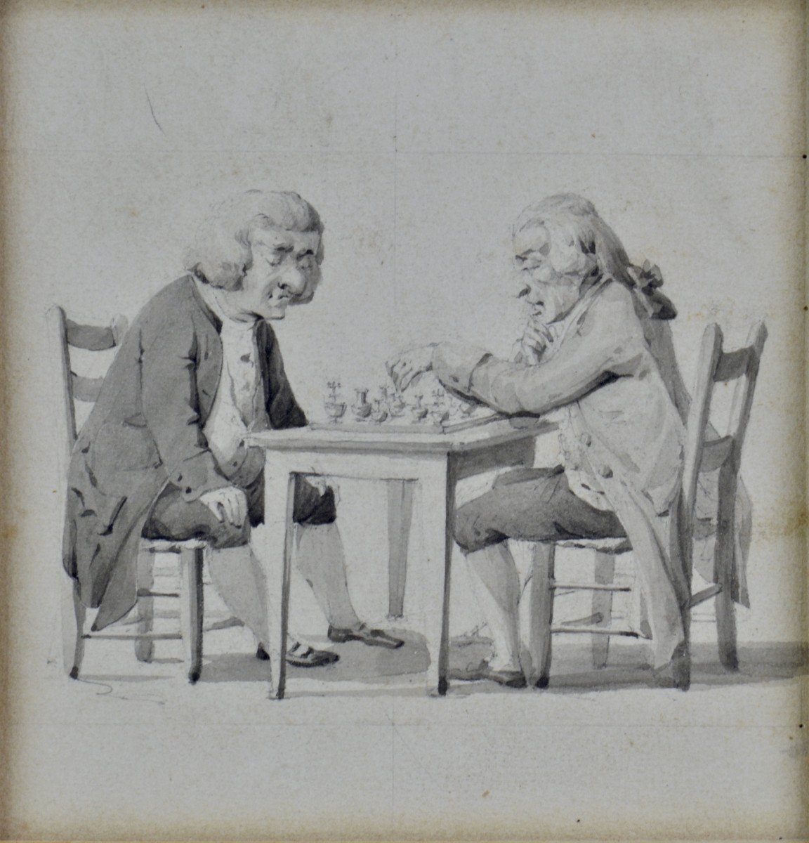 Wolfgang Adam Toepffer 1766-1847. Swiss School. "the Chess Players."-photo-2