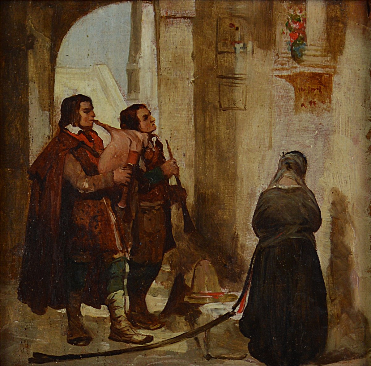 Dominique Papety 1815-1849. (Attribué à) "Prière à la Madone."-photo-3