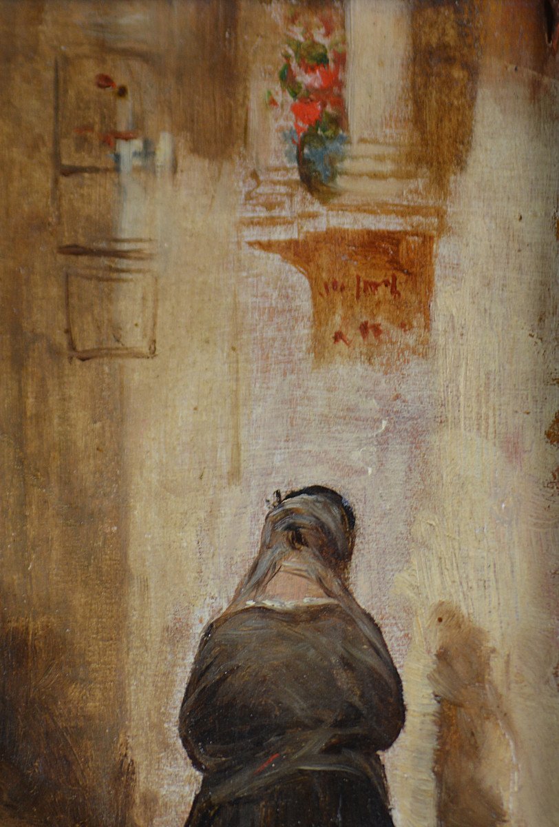 Dominique Papety 1815-1849. (Attribué à) "Prière à la Madone."-photo-3