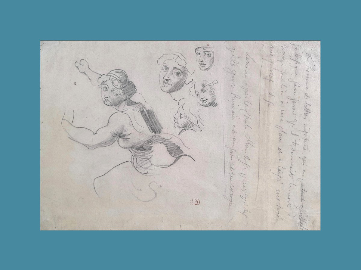 Eugène Delacroix 1798-1867. (attribué à)  " Feuille d'étude. "