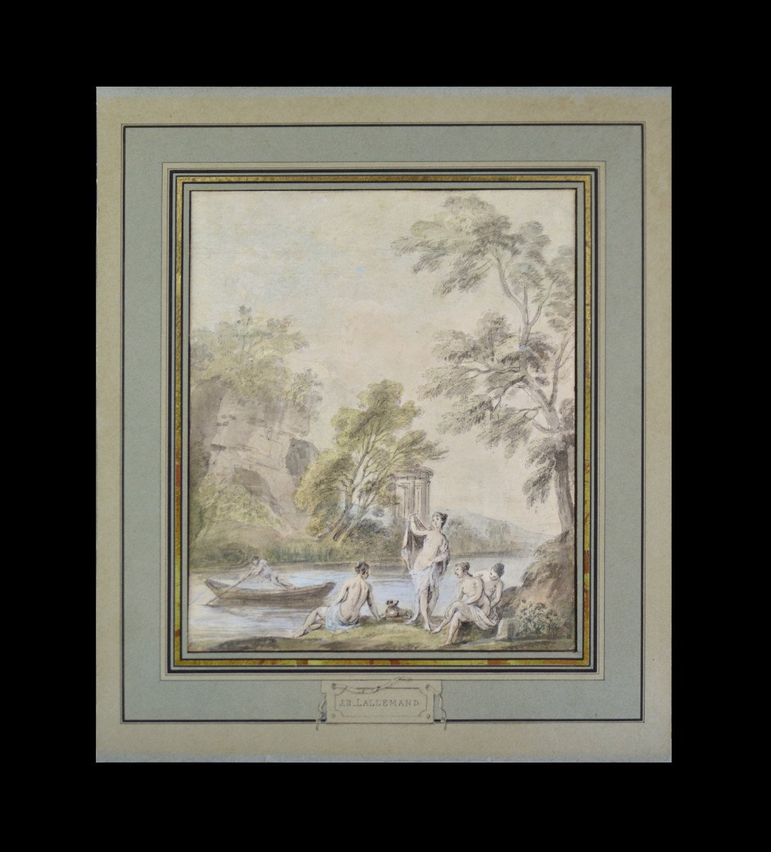 Jean-Baptiste Lallemand 1716-1803. "Baigneuses au bord d'une rivière."-photo-2